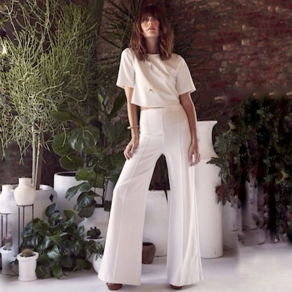 Ripley Rader Pants - NWT Ripley Rader High Waist Wide Leg Ponte Knit Pull On Pant White Medium